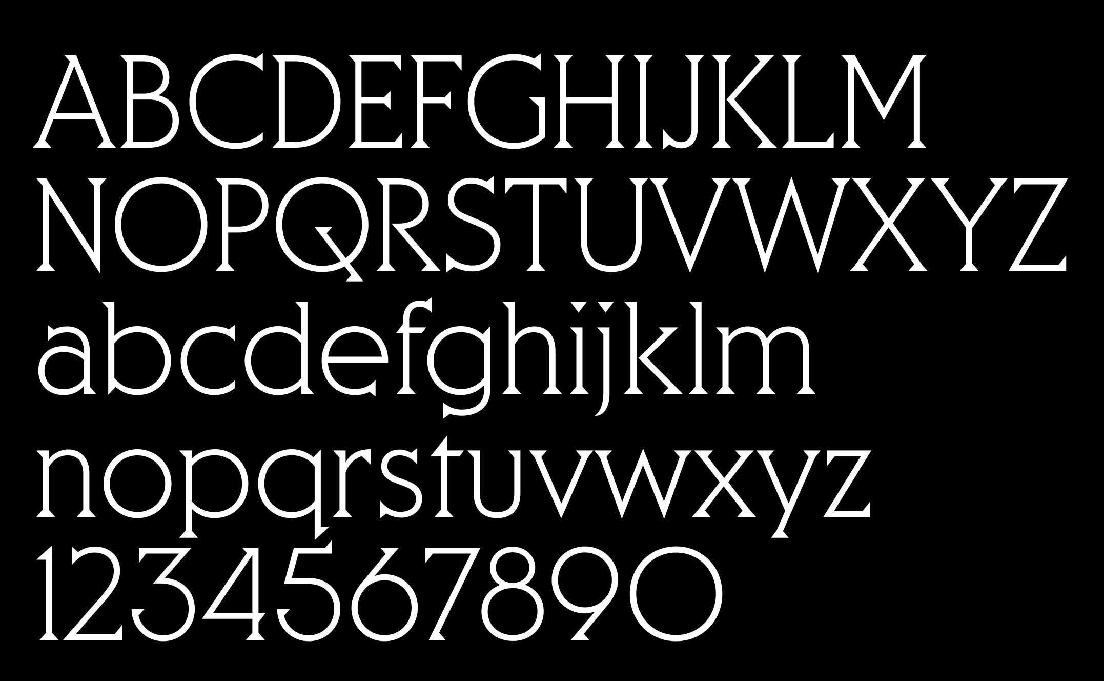 Cortese alphabet specimen